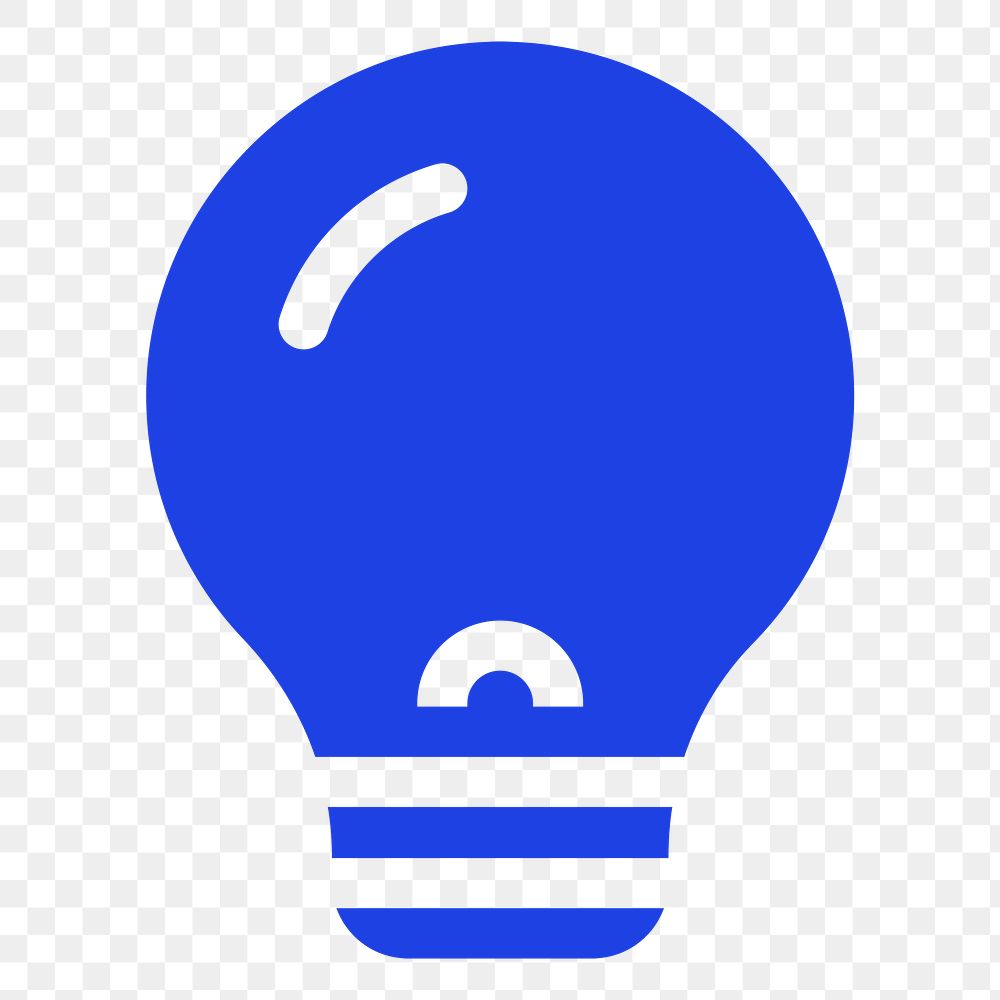 Png light bulb blue icon for social media app flat style