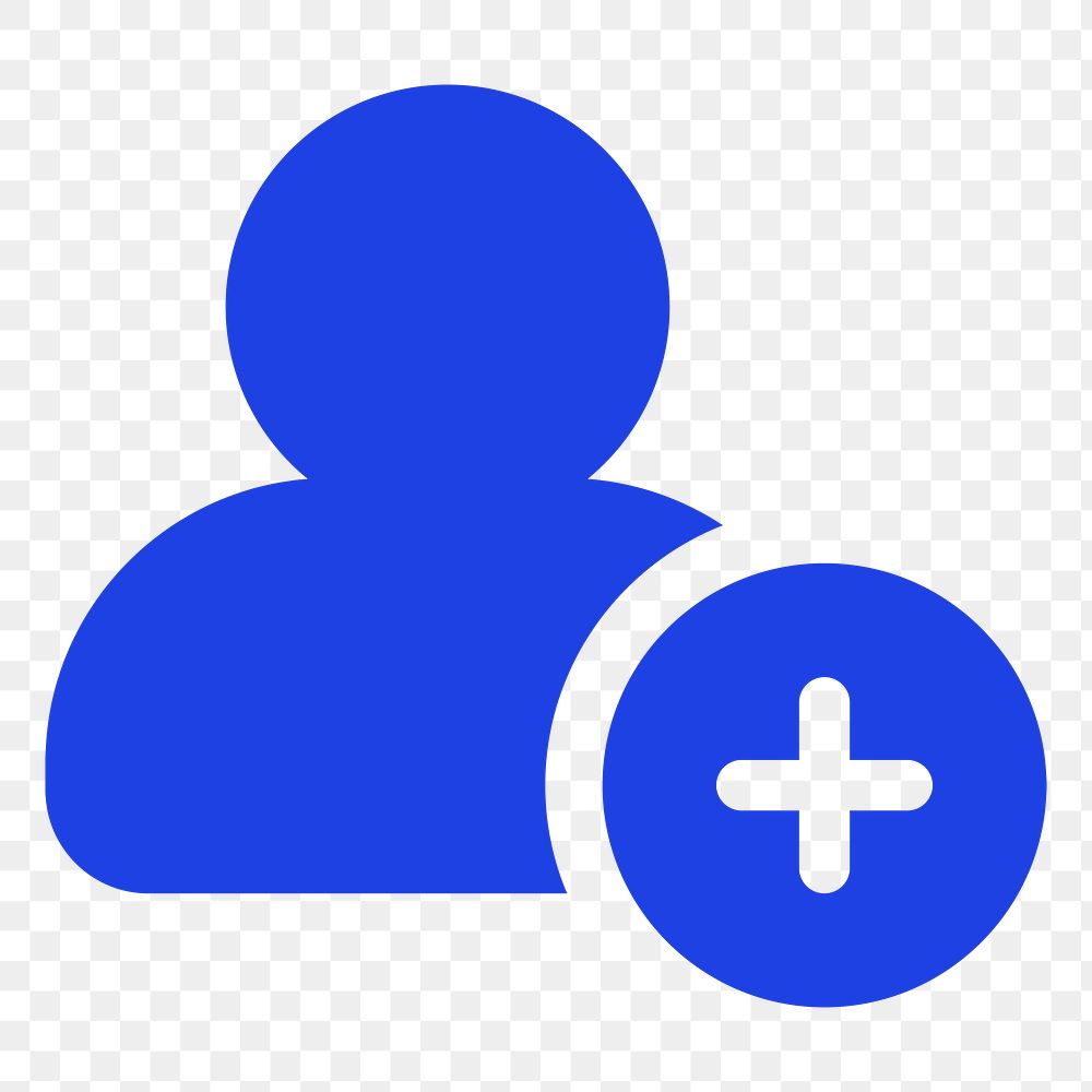 Png add friend blue icon for social media app flat style