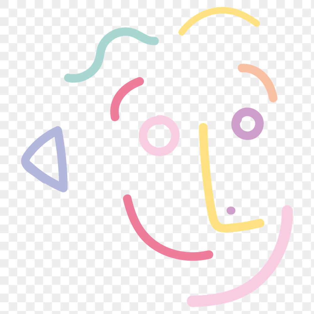 Face png in cute memphis doodle sticker