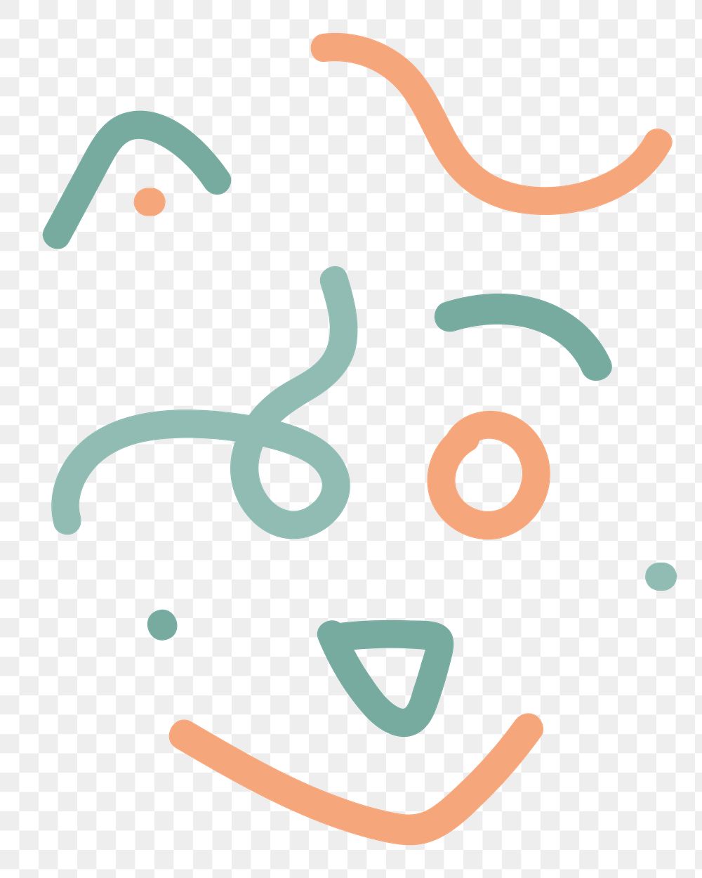 Png face in memphis doodle design element
