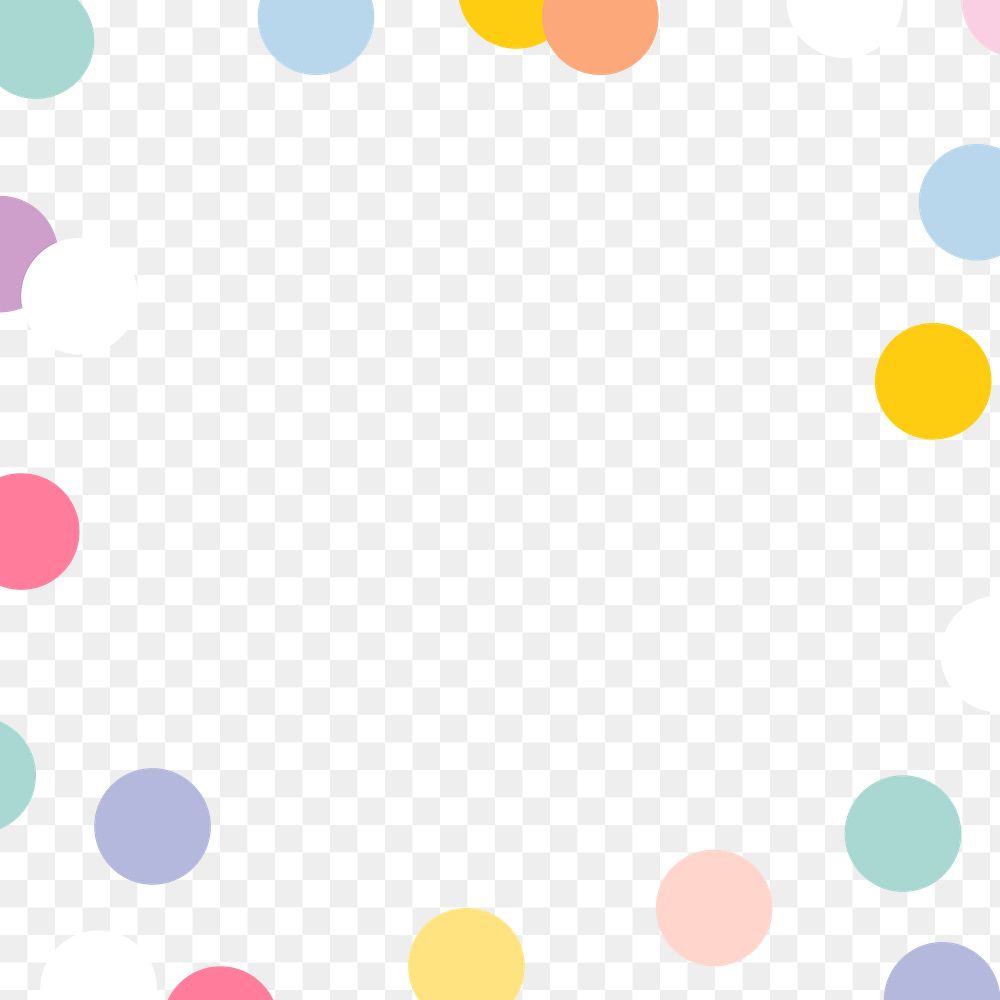 Png pastel polka dot frame with transparent background