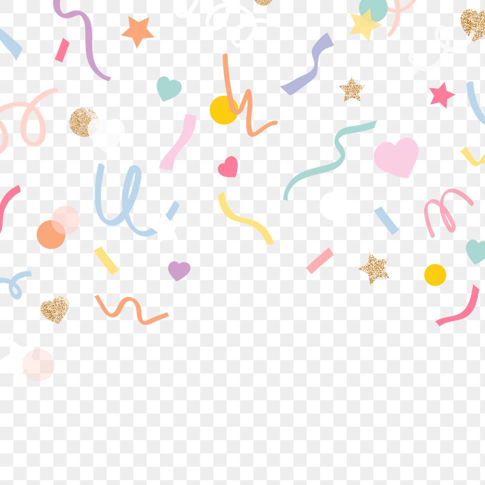 Png border with cute confetti pattern transparent background