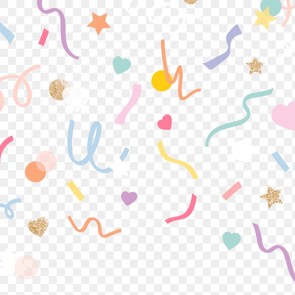 Png border with cute confetti pattern transparent background