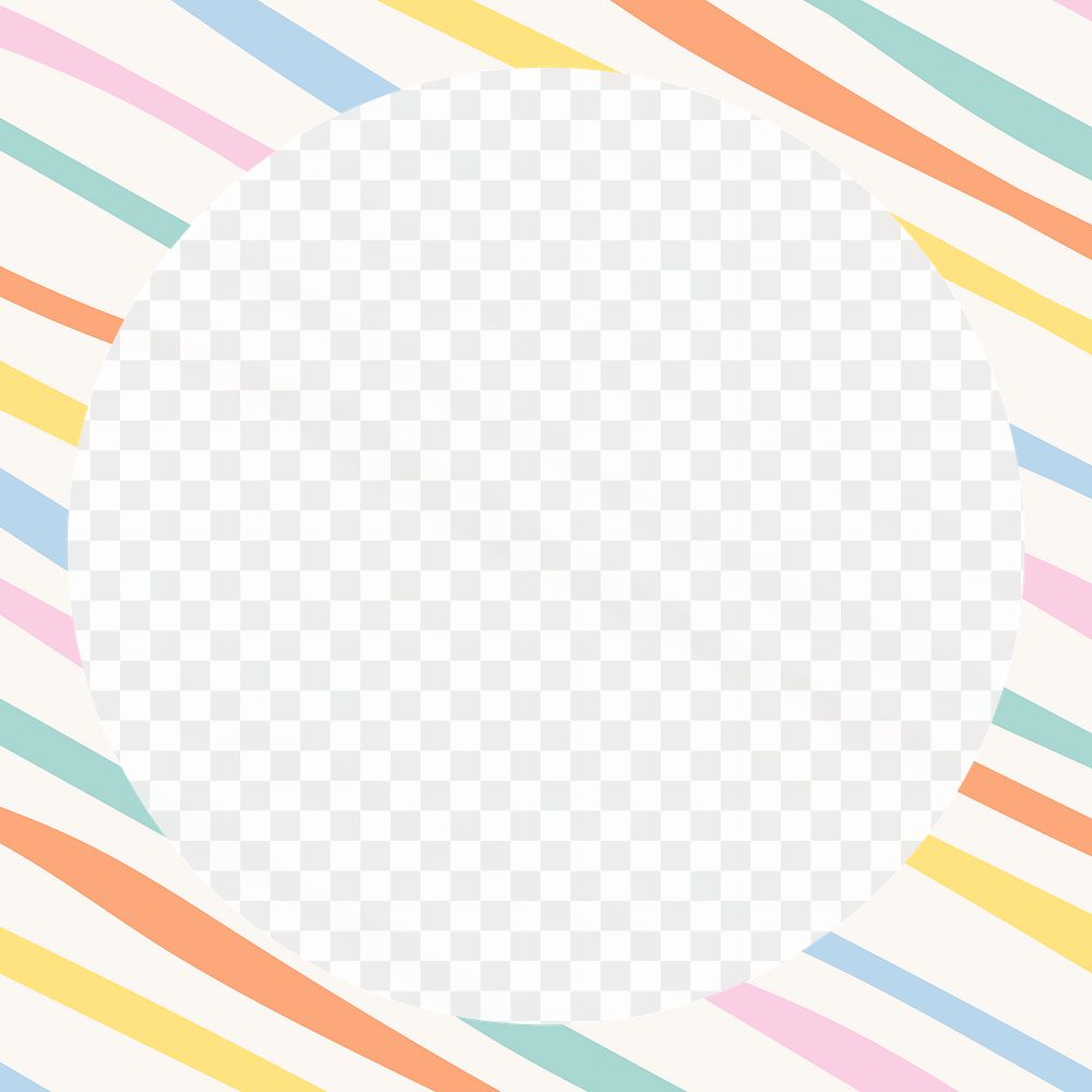 Png pastel striped frame with transparent background