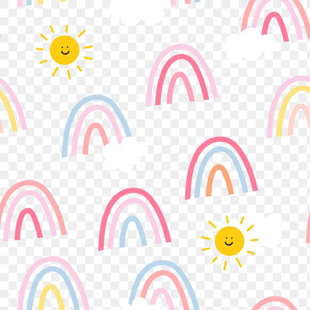 Png background with cute rainbow pattern