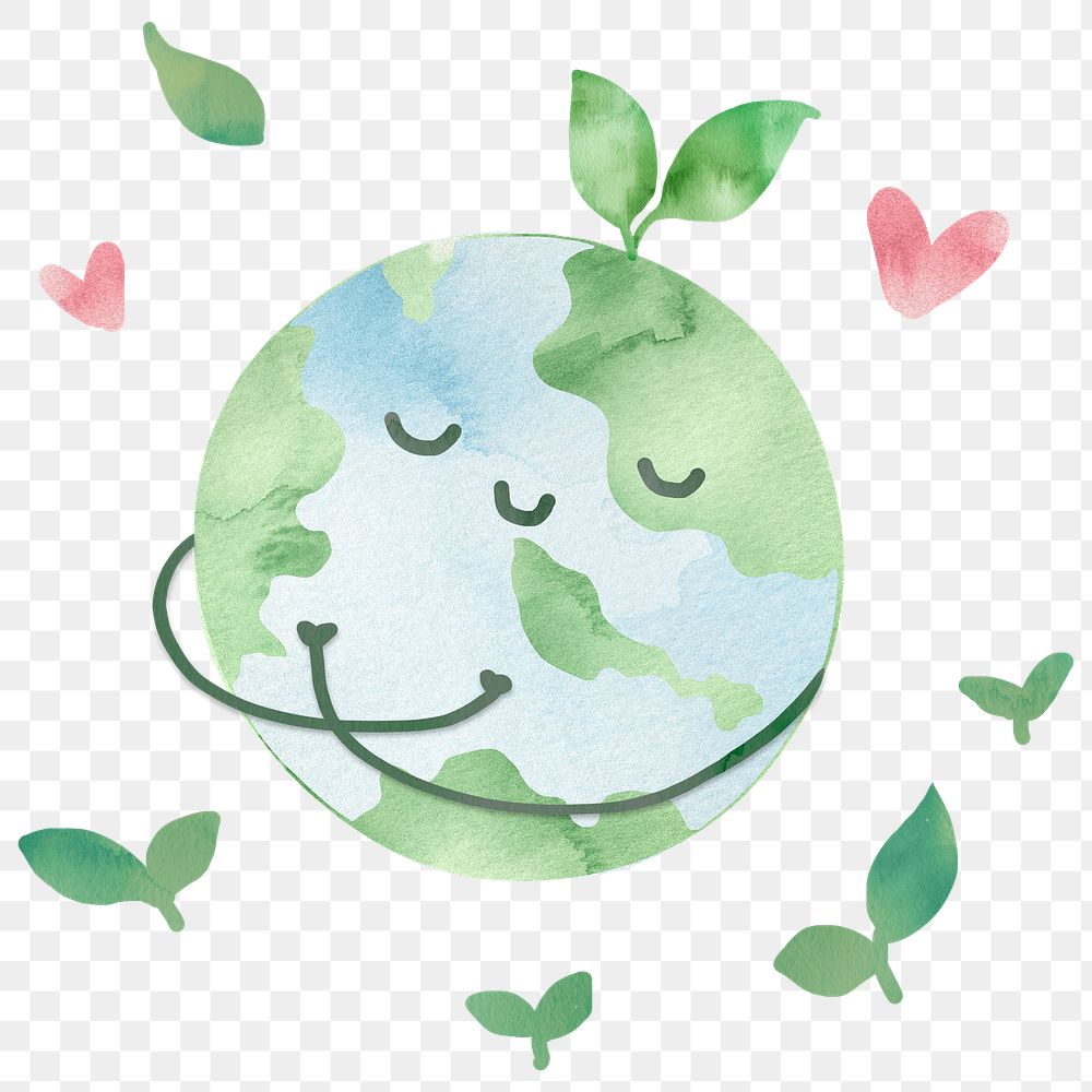 Png peaceful earth design element with green environment