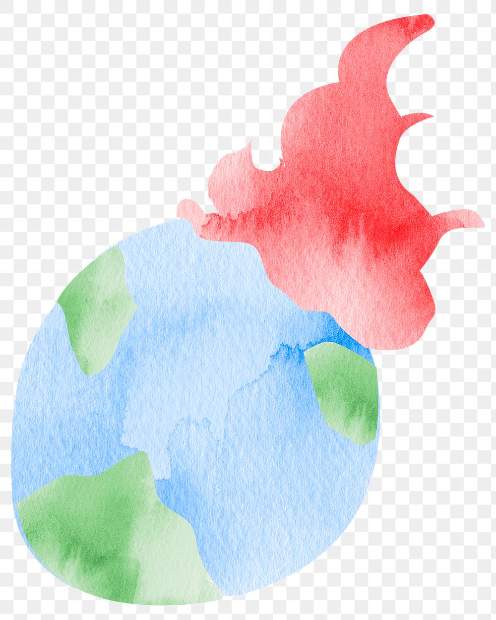 Png global warming design element in watercolor illustration
