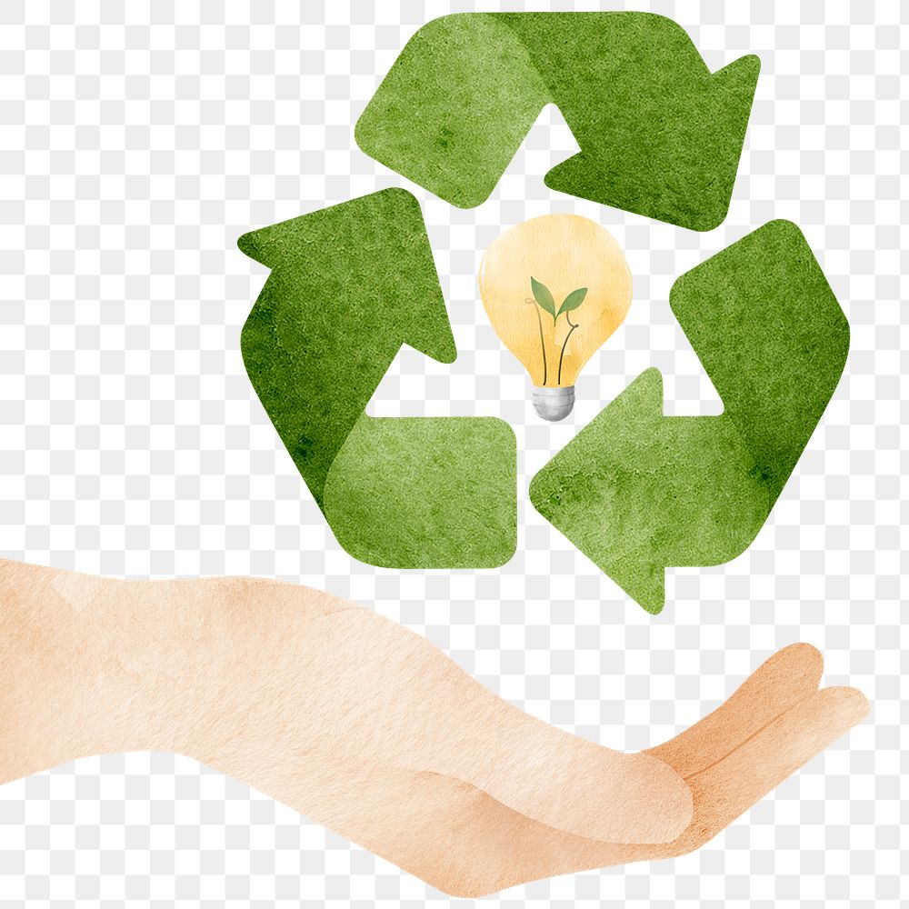 Png hand supporting recycle idea design element