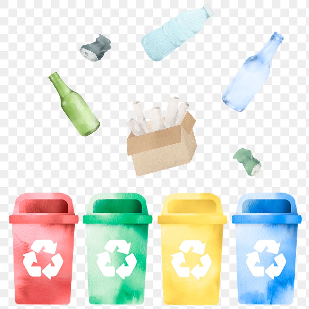 Trash png recycling bins design element set