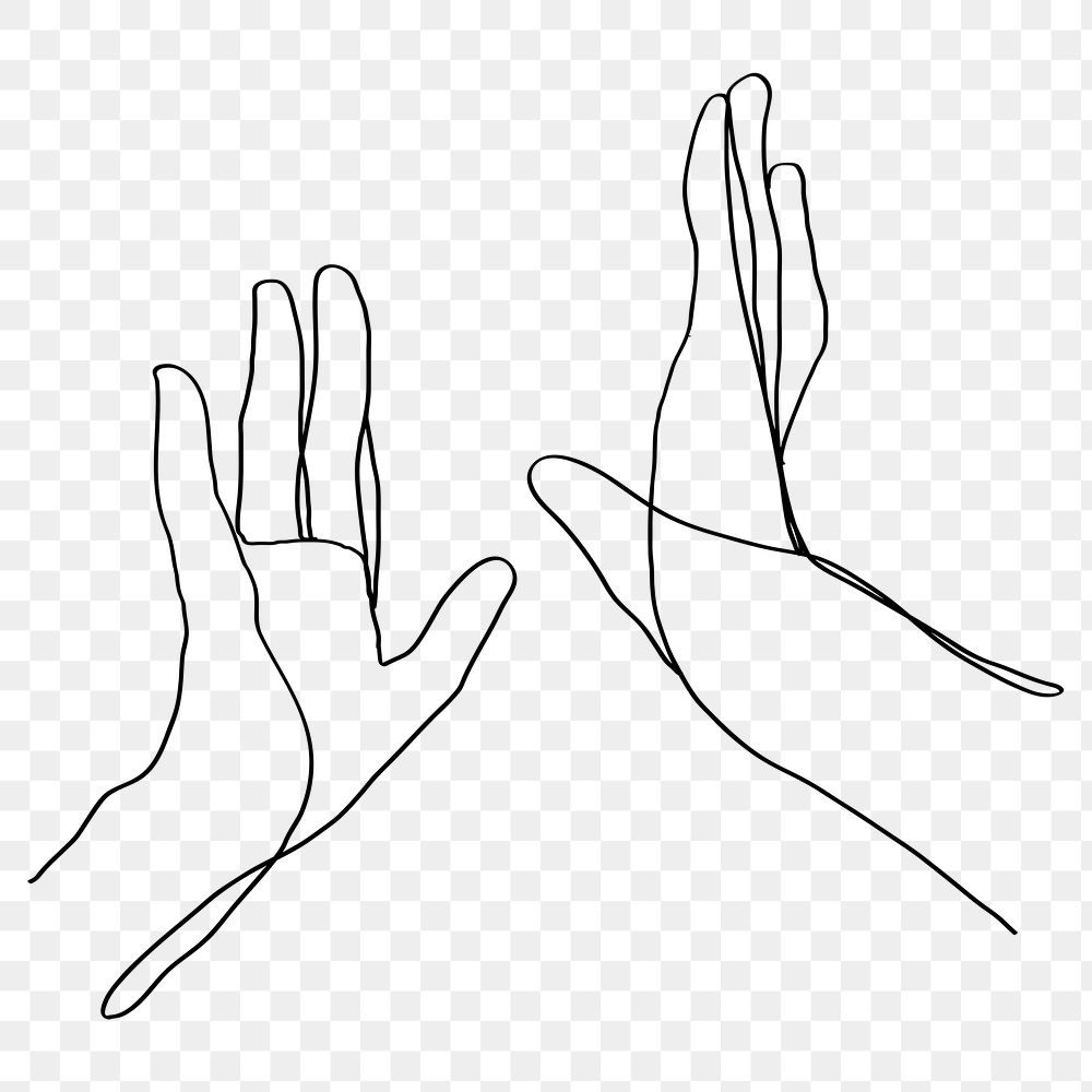 Png hands minimal line art high five illustration