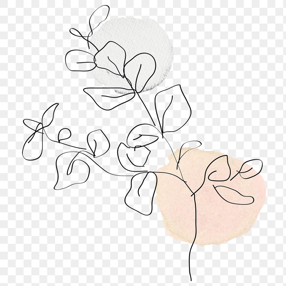 Png leaf peachy orange line art minimal design element