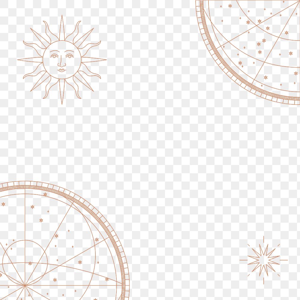 Png antique sun with face transparent with astrological star orbit map