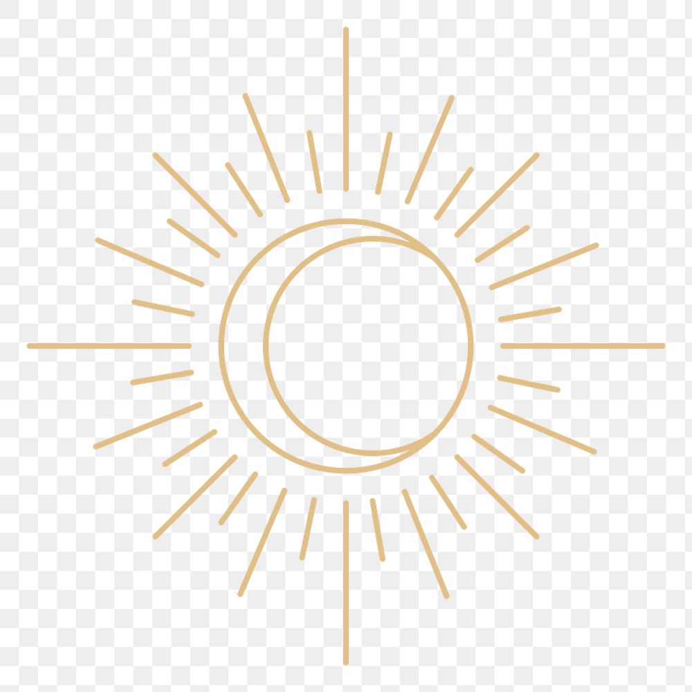 Png moon inside the sun modern celestial gold linear style