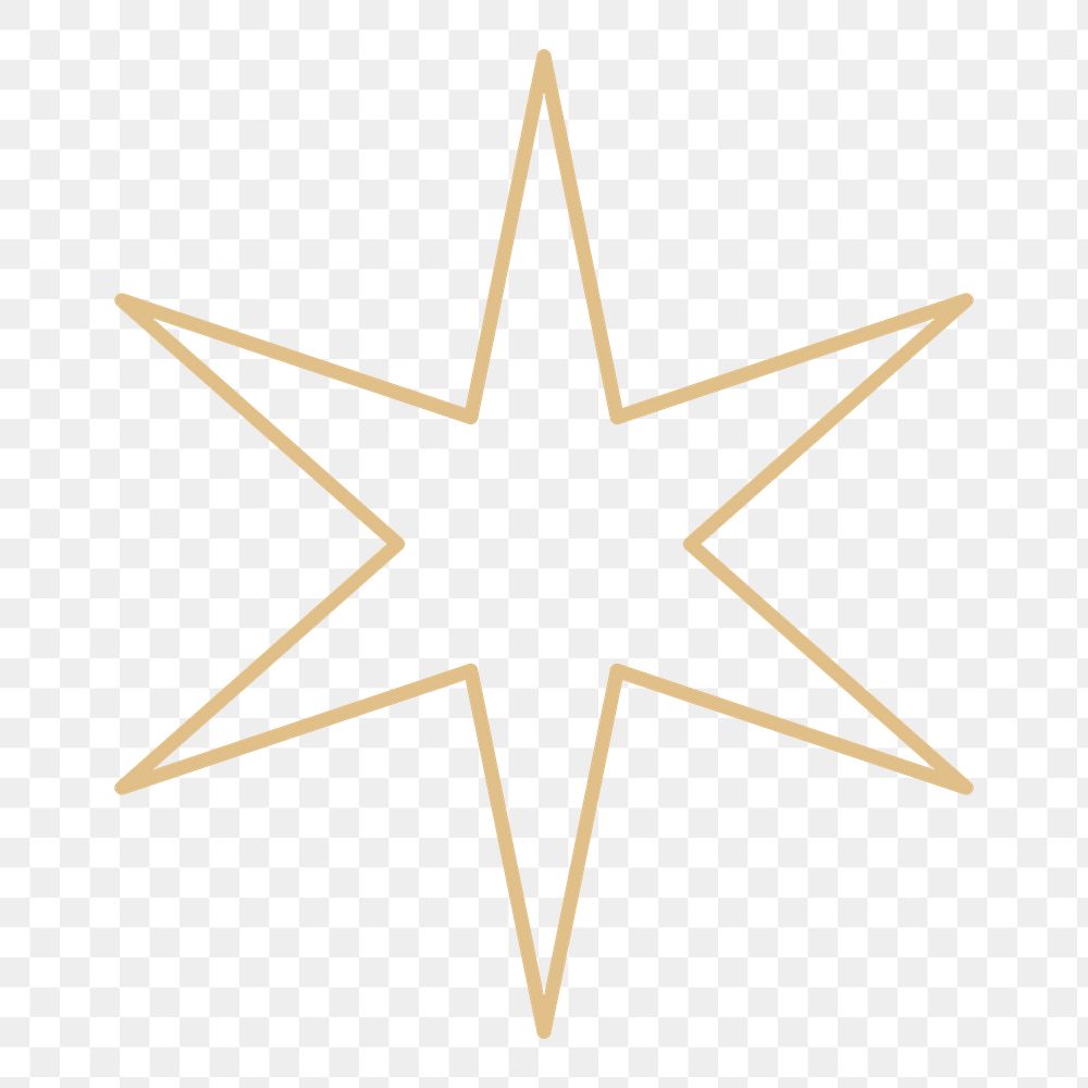 Png golden linear sparkle hexagram transparent design element