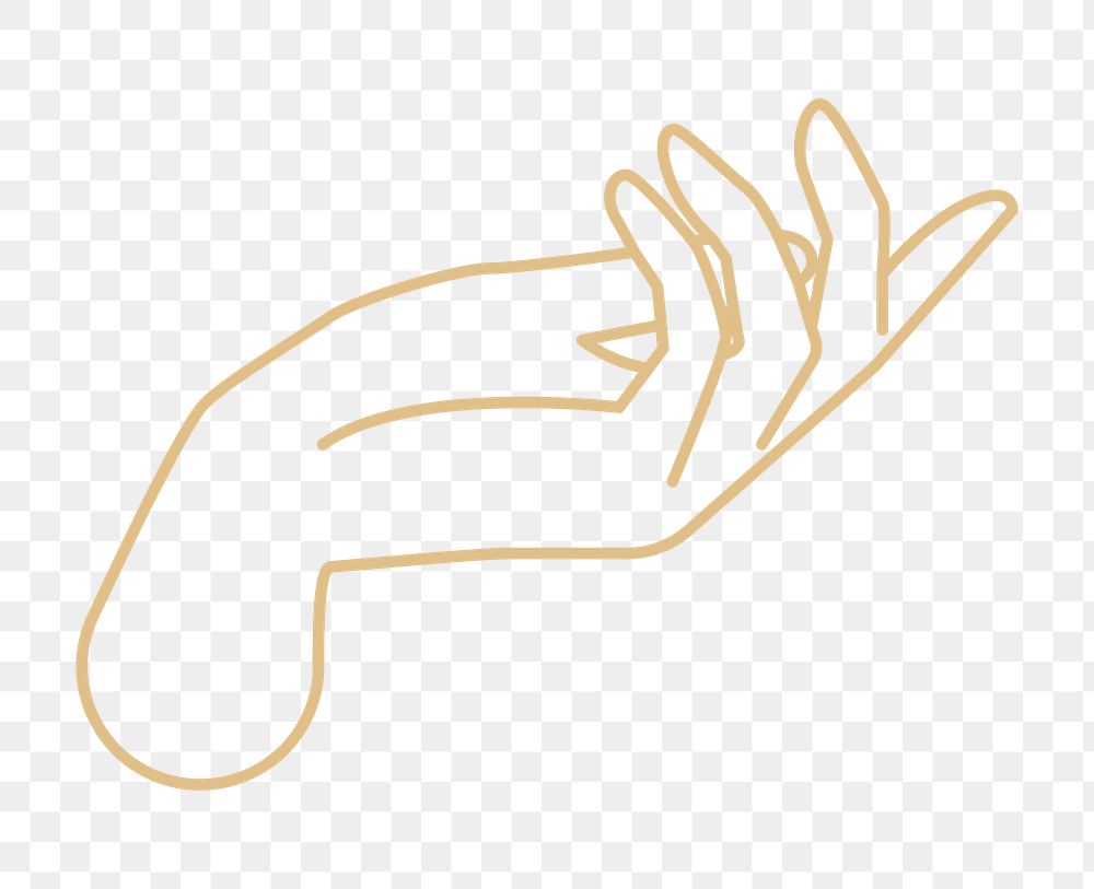 Png mystic palm hand golden linear drawing