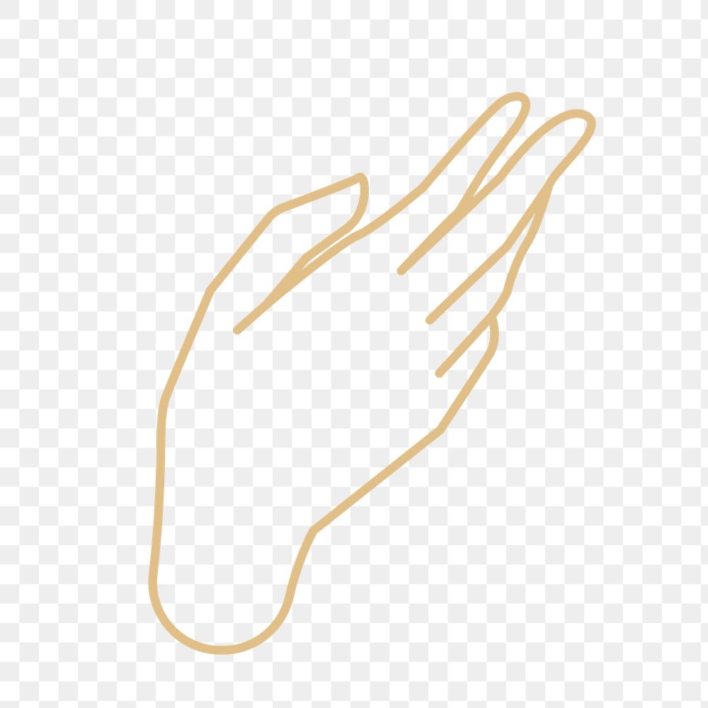 Png magical hand golden linear drawing