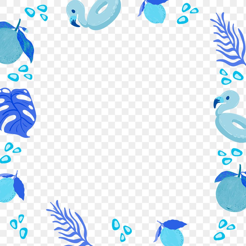 Blue tropical summer frame design element 