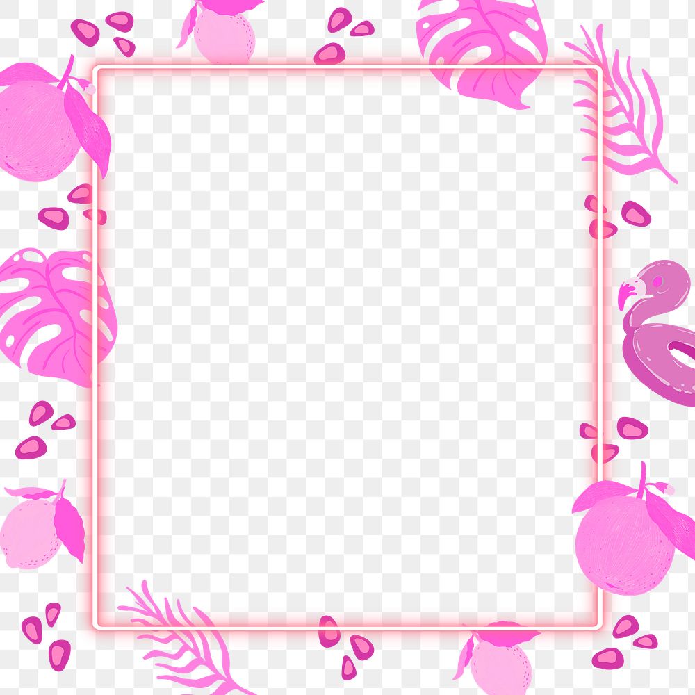 Tropical square neon pink frame design element