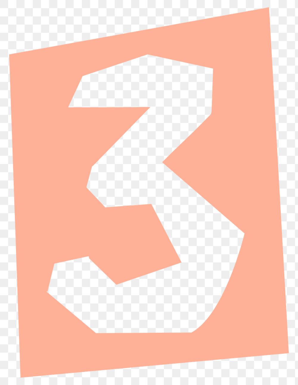 Number 3 font png paper cut typography