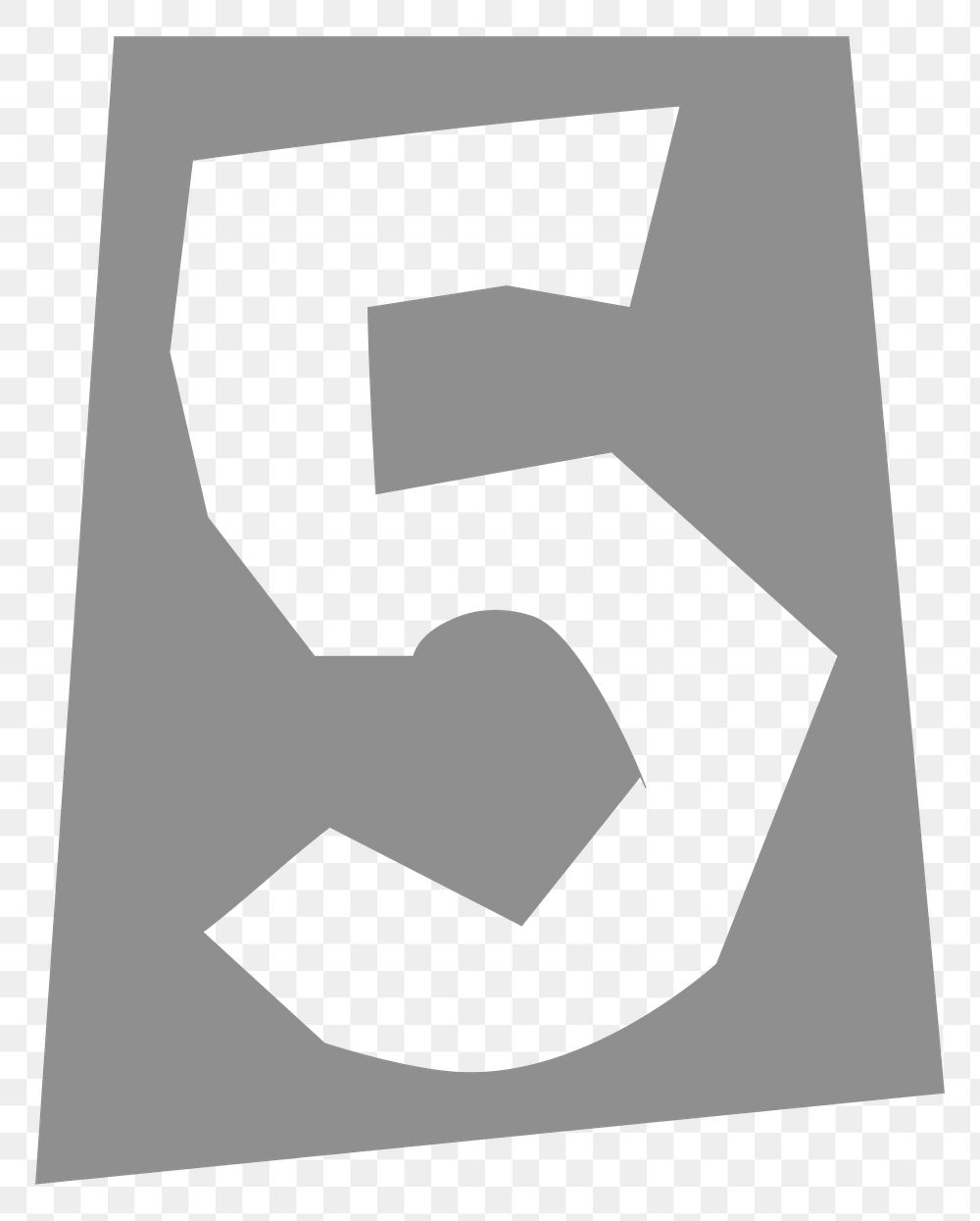 Number 5 font png paper cut typography