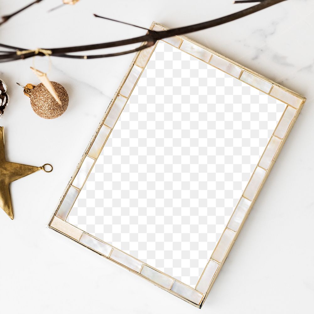 Festive picture frame on a table transparent png
