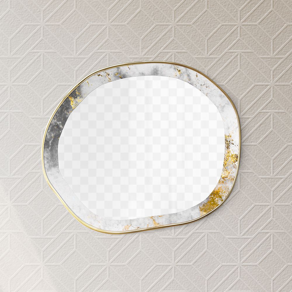 Marble textured frame mockup hanging on a wall