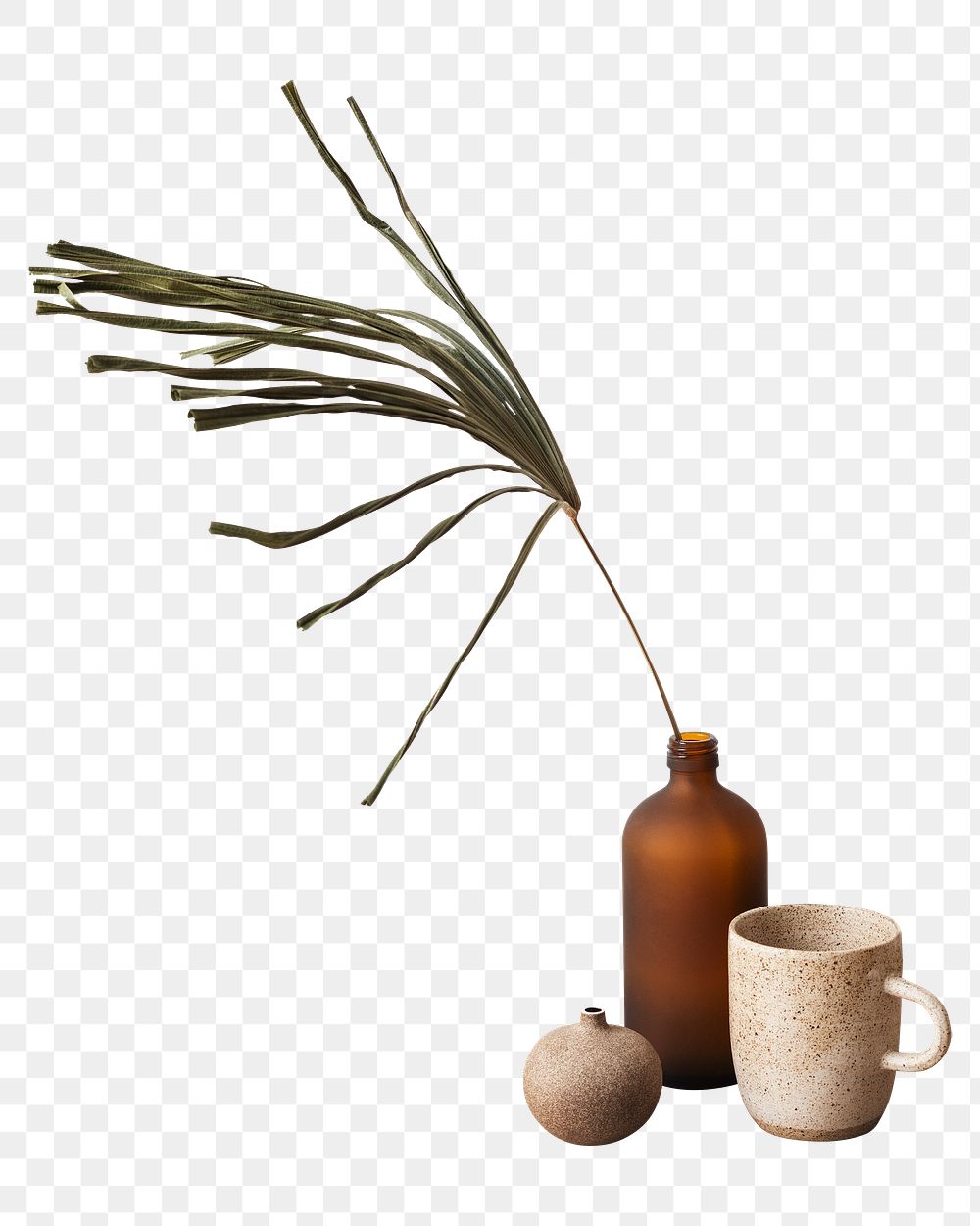 Minimal coffee cup by a brown vase