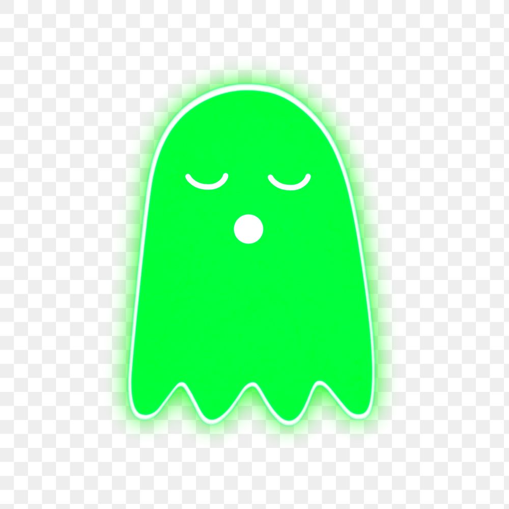 Neon green Halloween ghost sticker overlay design element
