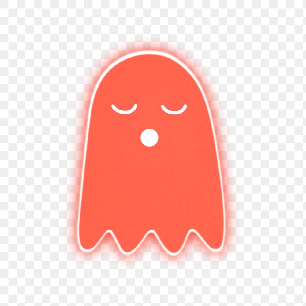 Neon red Halloween ghost sticker overlay design element