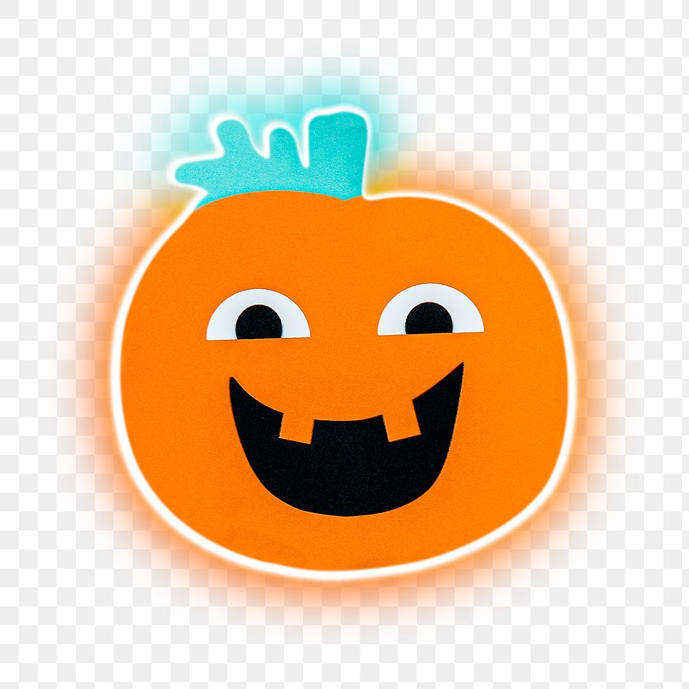 Neon Halloween pumpkin sticker overlay design element