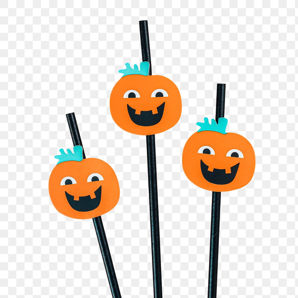 Halloween pumpkin straws set design elements