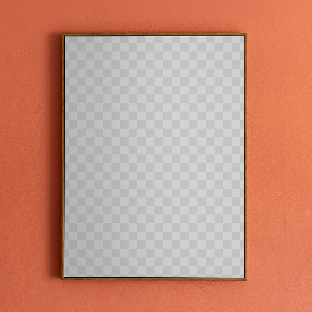 Minimal picture frame mockup png with hanging on a wall