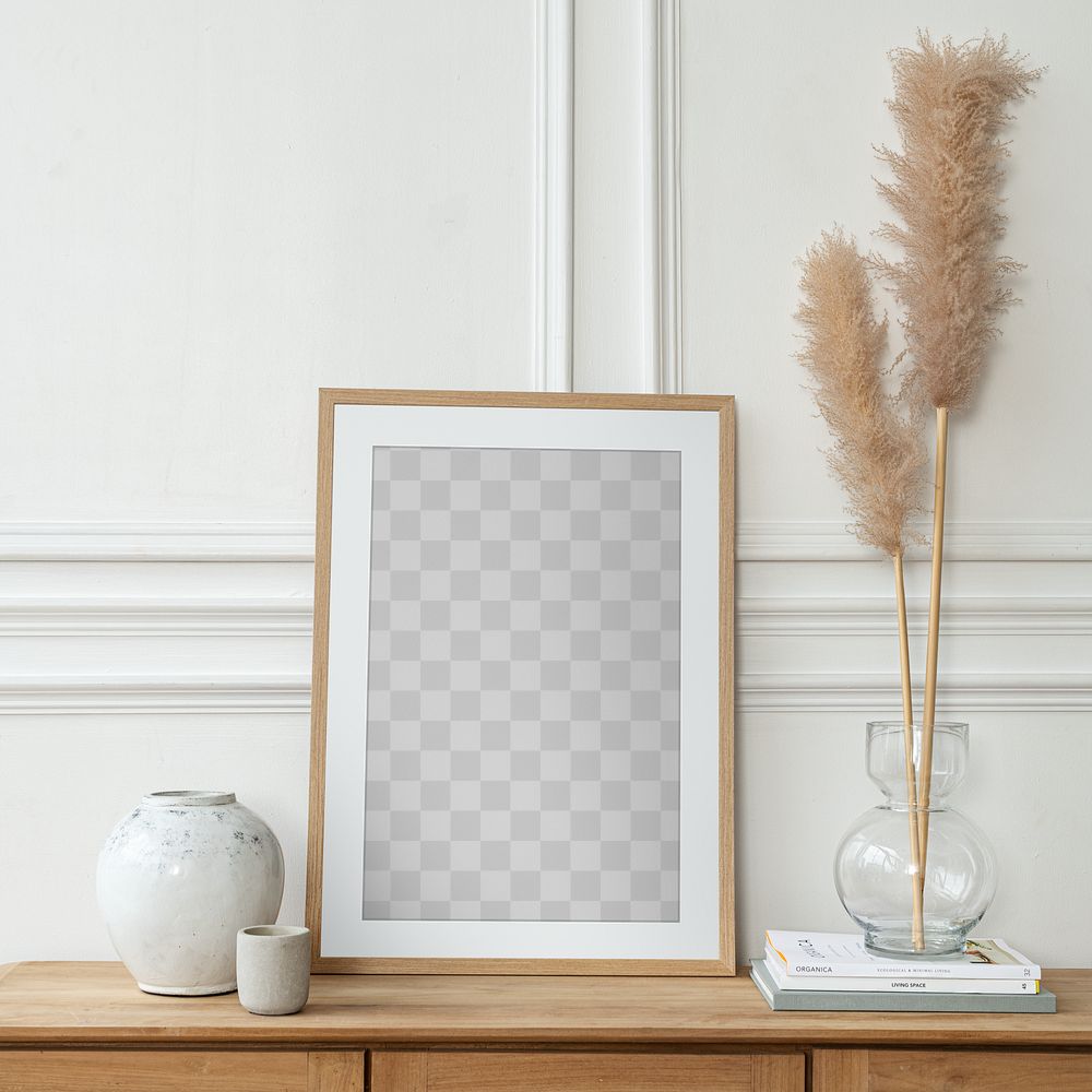 Minimal picture frame mockup png with Scandinavian design