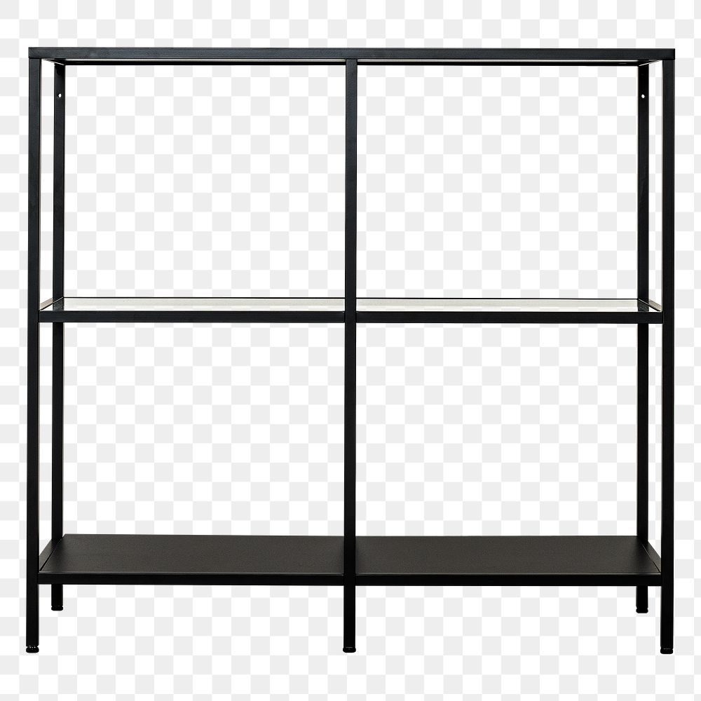 Black steel shelf png mockup for books