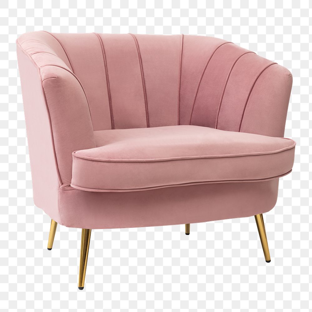 Pink velvet chair png mockup modern chic design