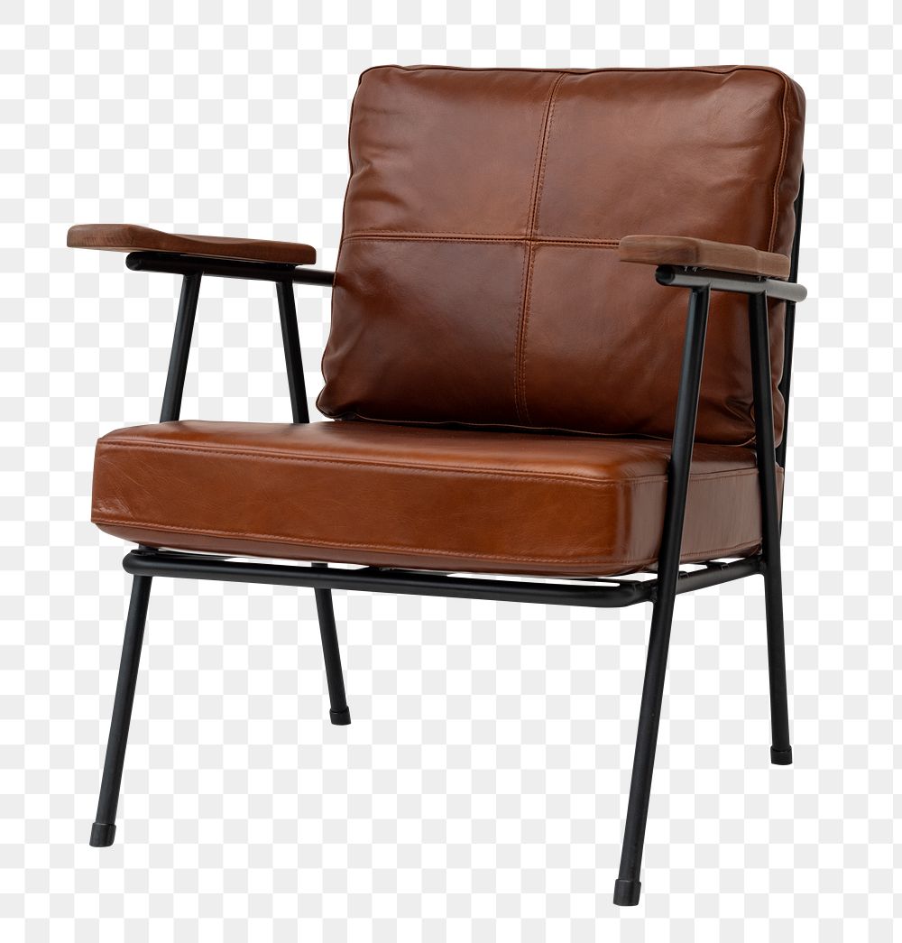 Industrial leather chair png mockup loft style furniture