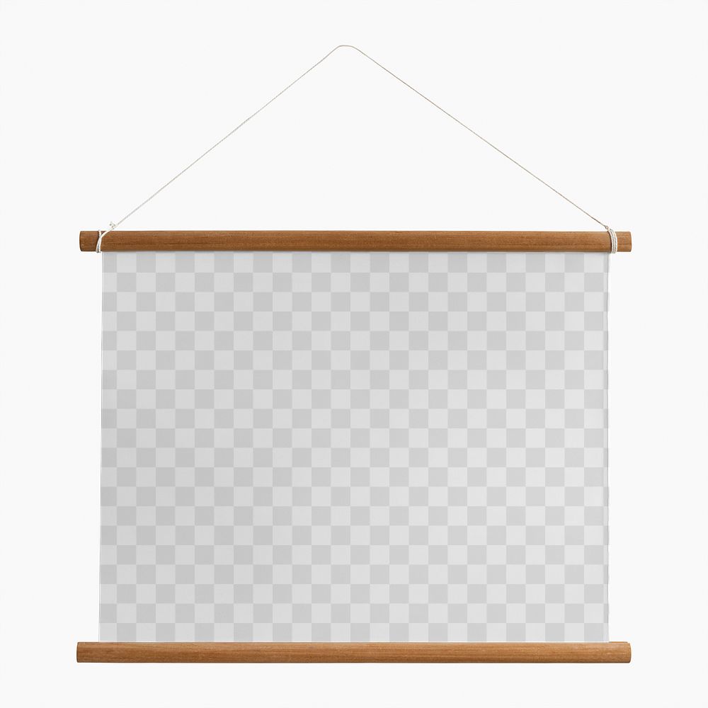 Hanging banner png mockup with wooden panels