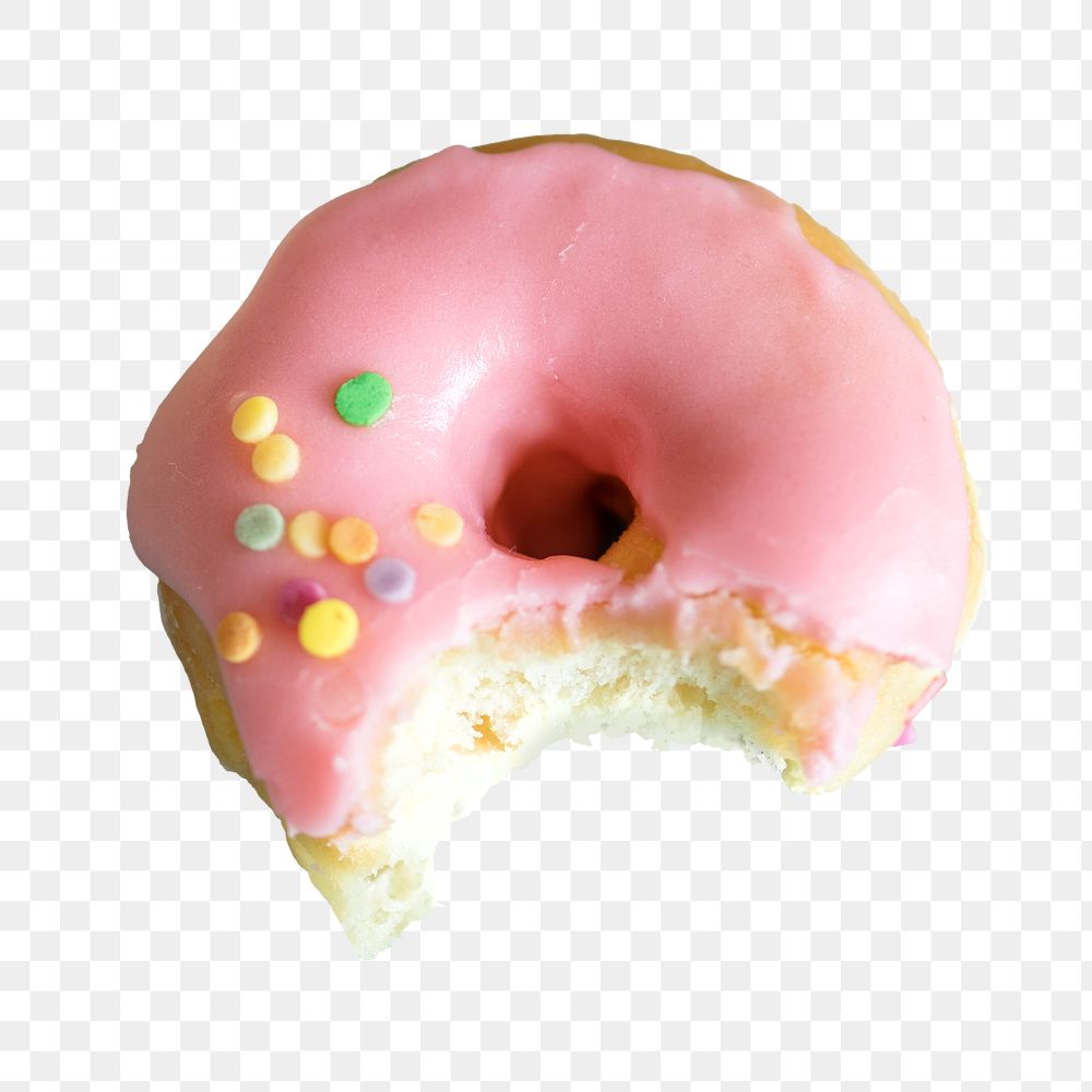 Pink bitten donut design element 