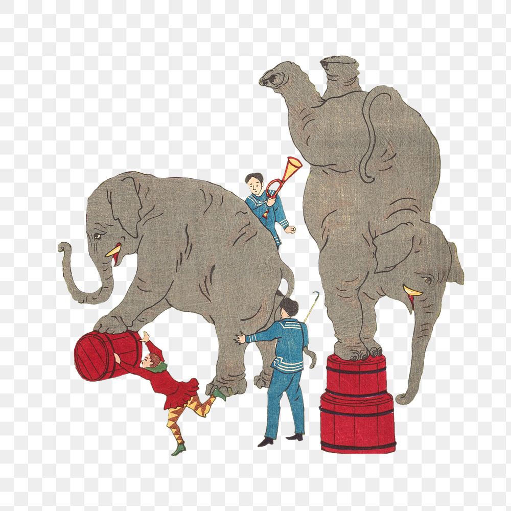 The elephants training for the circus design resource