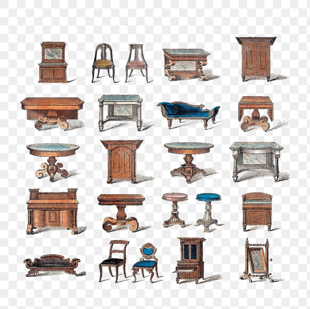 Hand drawn furniture set design resource