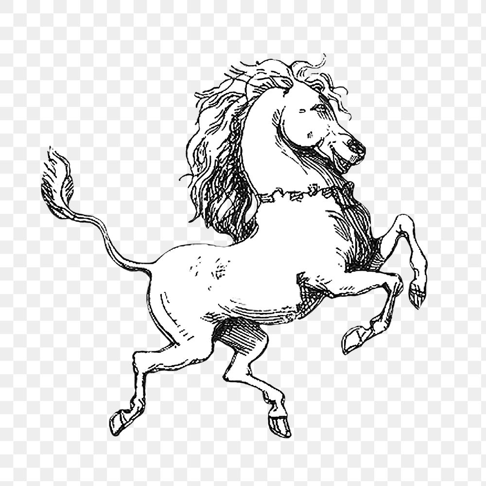 Vintage unicorn without a horn illustration transparent png