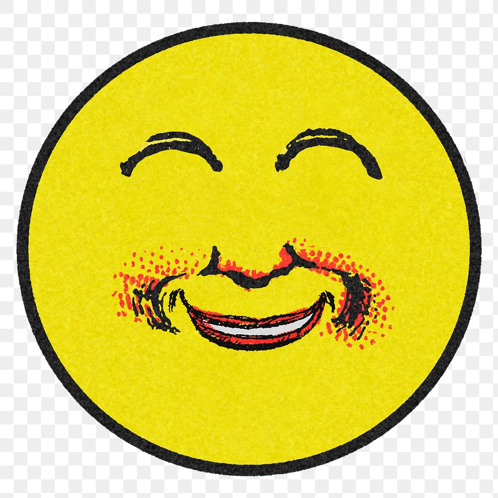 Vintage yellow round happy emoji design element
