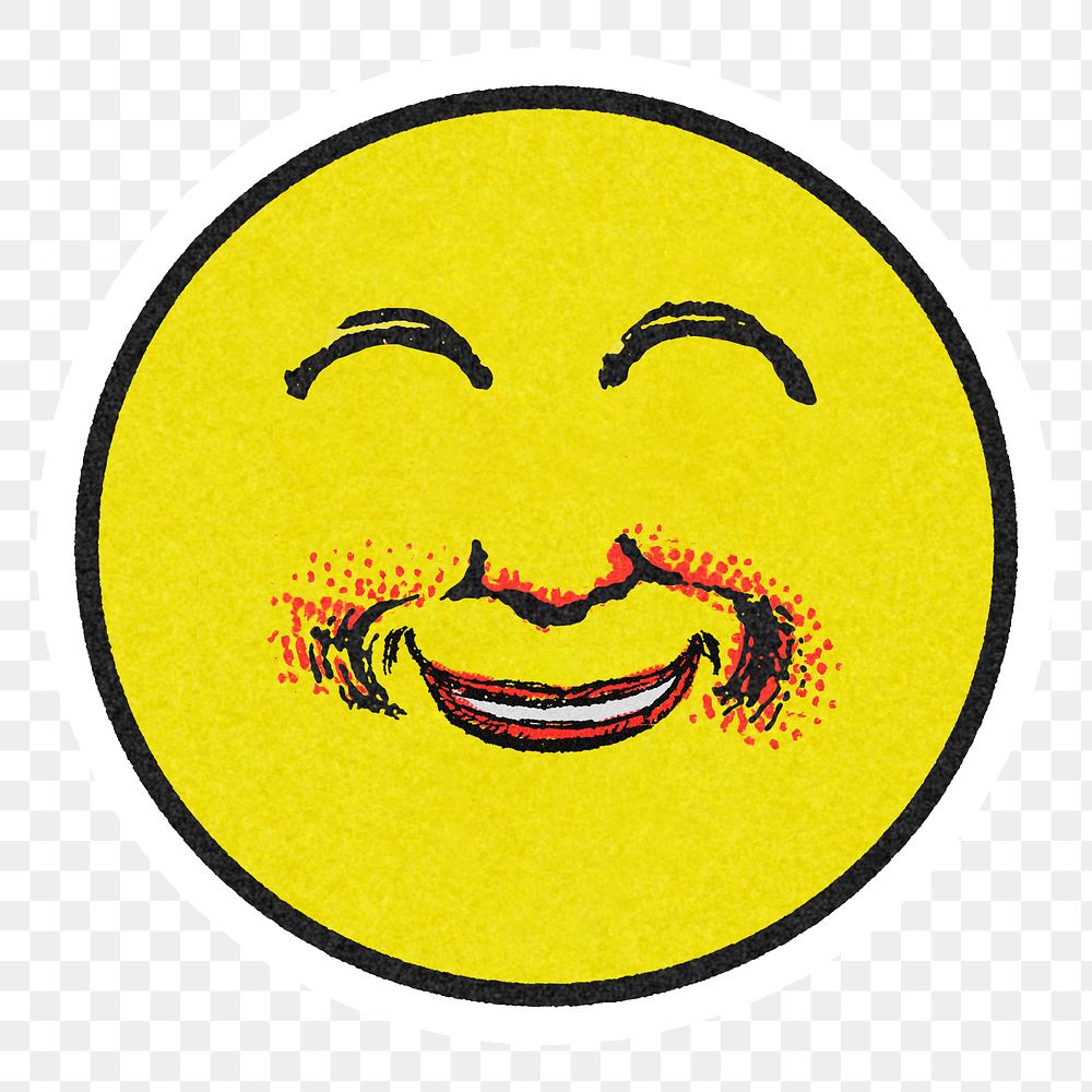 Vintage yellow round happy emoji | Free PNG Sticker - rawpixel