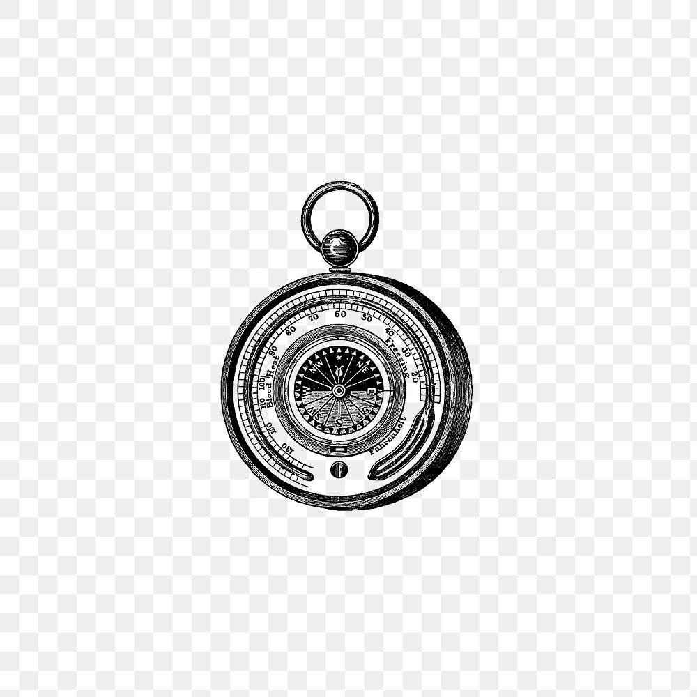 PNG Vintage aneroid barometer engraving illustration, transparent background