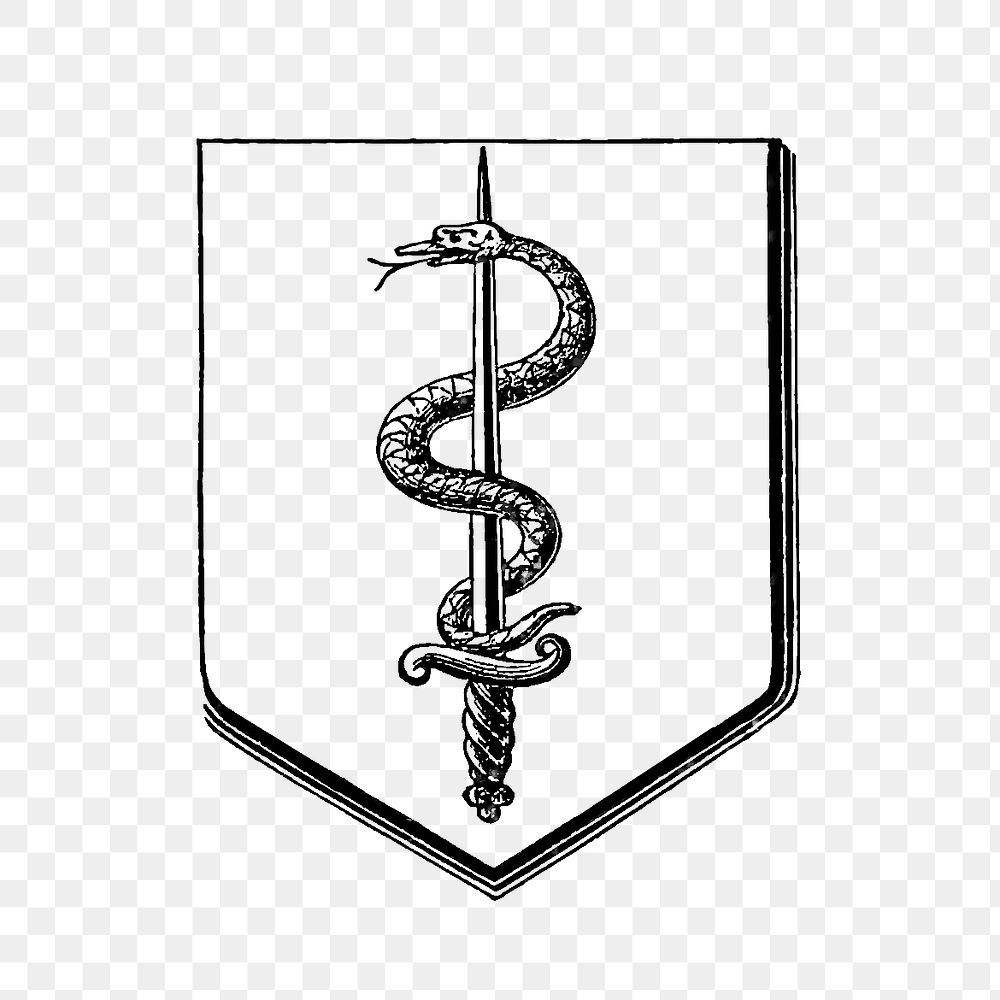 PNG Snake medieval heraldic design illustration, transparent background