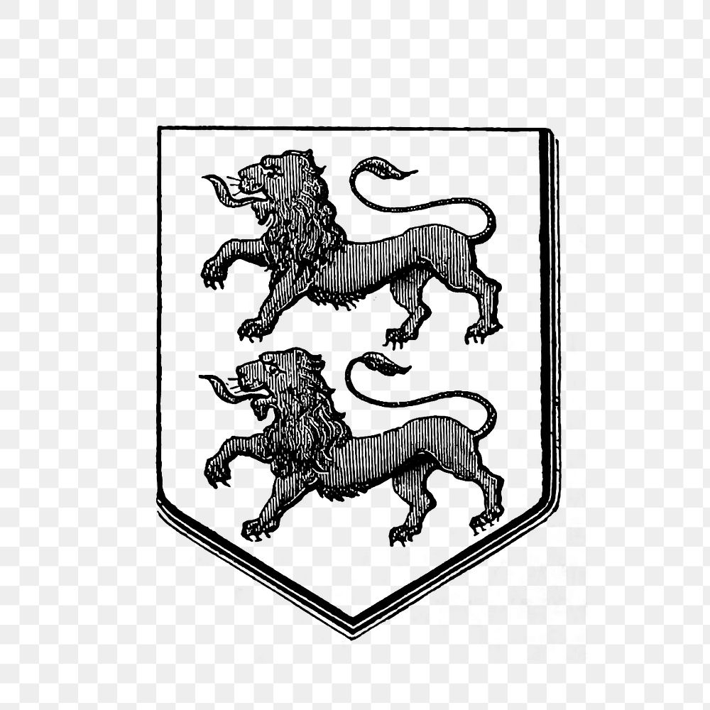 PNG Lion medieval heraldic design illustration, transparent background