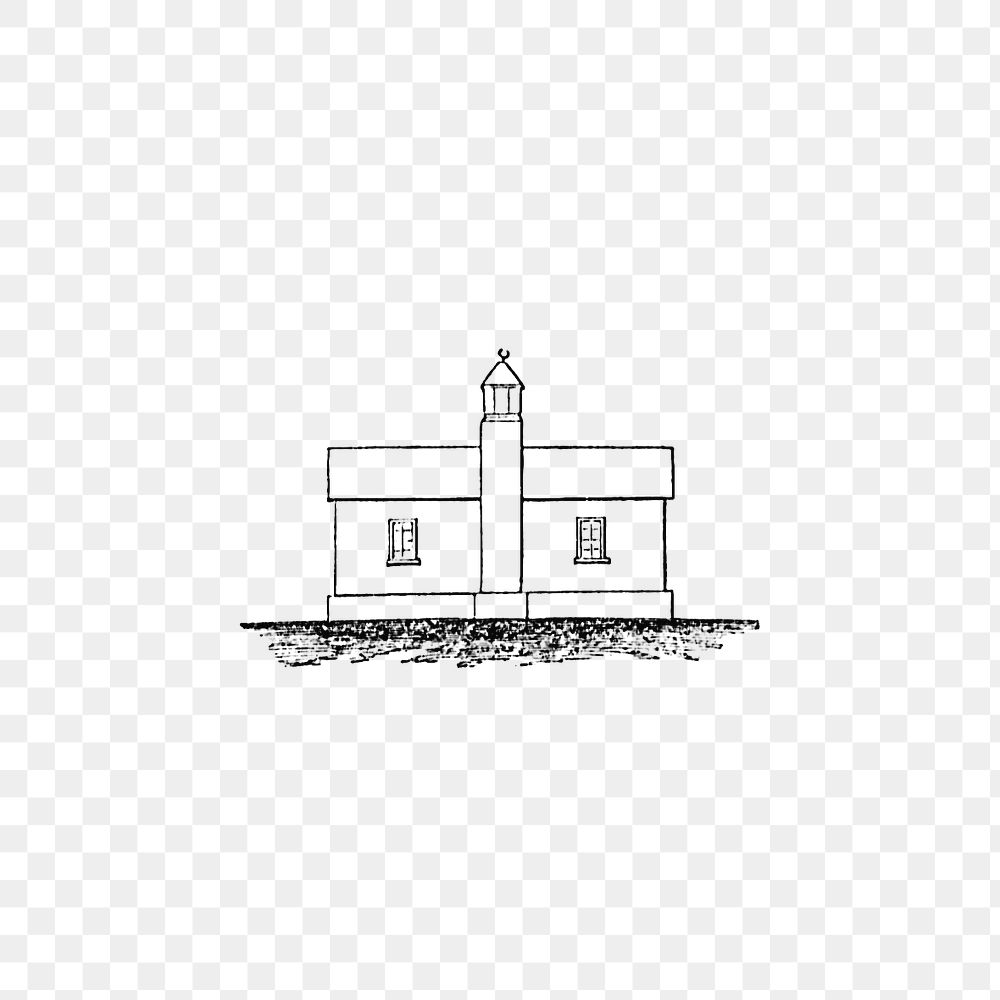 PNG Drawing of a lighthouse, transparent background