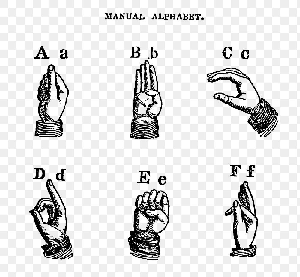 PNG Drawing of sign language, transparent background