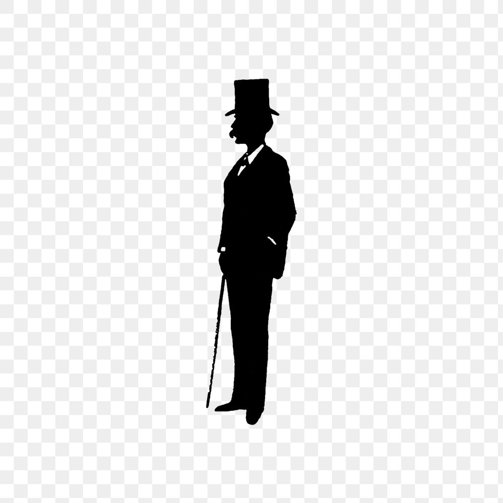 PNG Drawing of a gentleman silhouette, transparent background