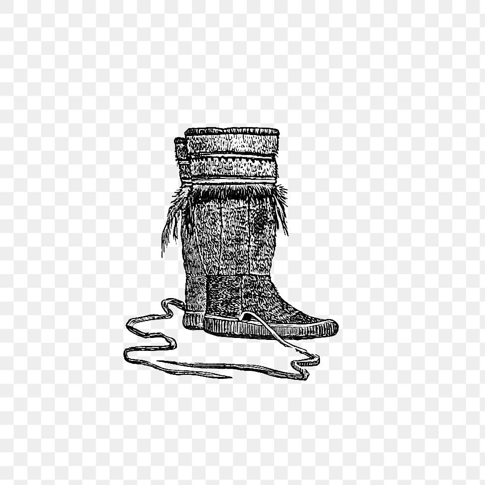PNG Drawing of Eskimo boots, transparent background